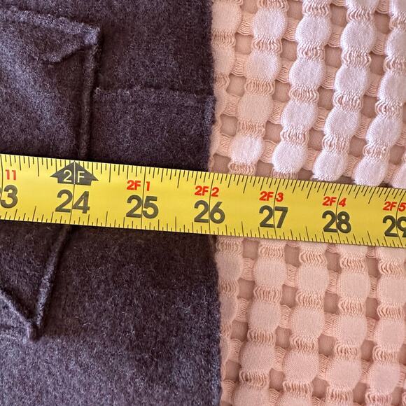 Eileen Fisher Merino Wool Lamb Leather Brown Button Jacket Pockets Size Large - Picture 9 of 9